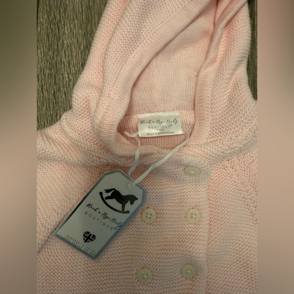 Rock-A-Bye Baby Boutique Pink Now Cardigan Cotton Knit, Size 3-6 Months - Picture 2 of 4